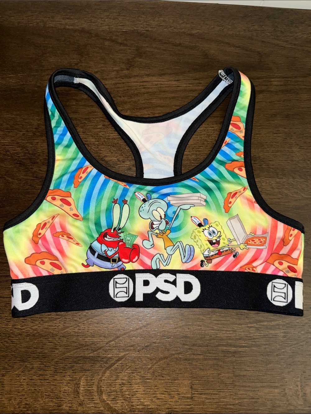 PSD Multicolor SpongeBob Pizza Raster Sports Bra